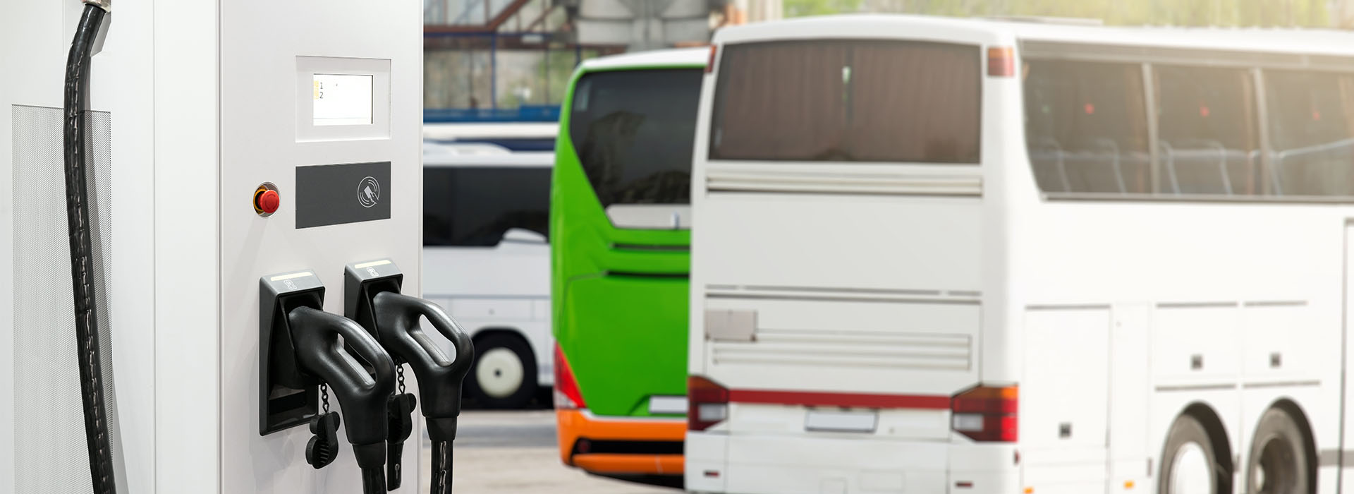 Bus and sanitation vehicle charging scene